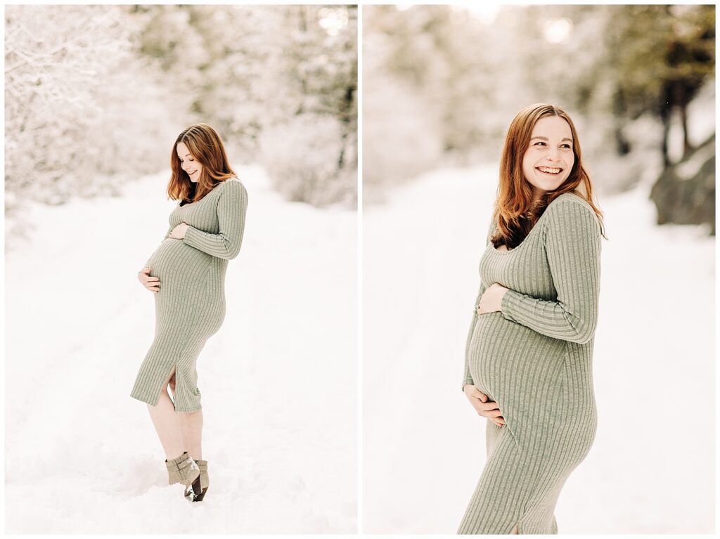 winter maternity session in Cascade Idaho

